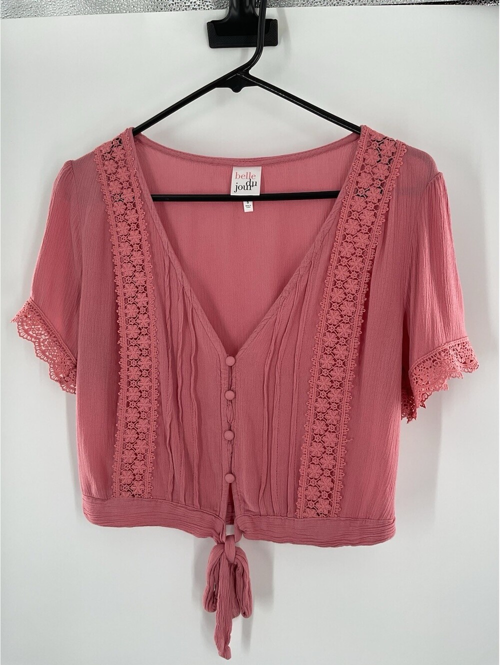 Bell Du Jour Women’s Size Small Cropped Blouse Pink 116